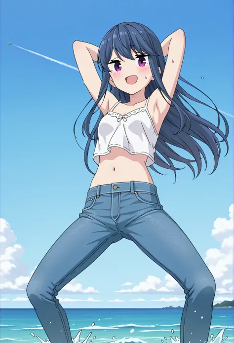 score_9, score_8_up, score_7_up, source_anime, highres, hi res, best quality, top quality, masterpiece, 2d, intricate details, official style, anime, 4k, anime style, 1 girl, Alone, solo, ((ocean)), tsunami, on the water, day, outdoors, sky, windy, rin shi...