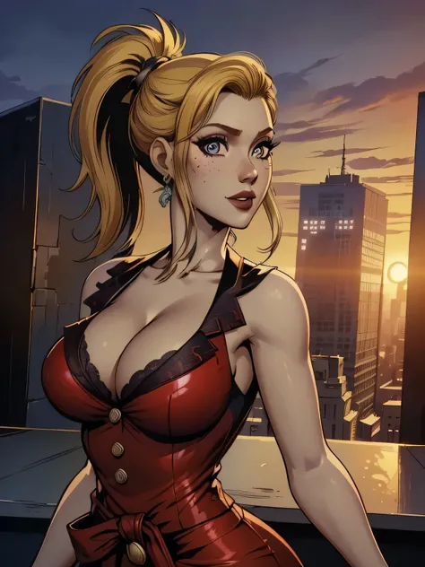 ( linhas absurdas, high definition, ultra fino,  be careful with your hand ) Close-up of a thin woman,  busty and athletic  (Scarlett Final Fantasy), 25 anos, 16k (( high definition )), sorriso lindo, olhar sedutor (( looking at the viewer )), olhos verdes...