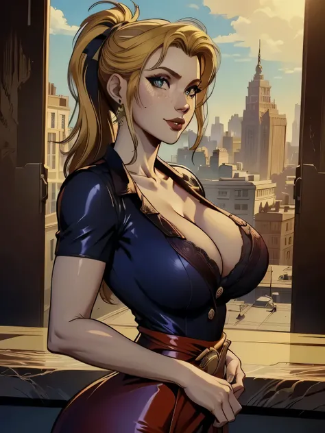 ( linhas absurdas, high definition, ultra fino,  be careful with your hand ) Close-up of a thin woman,  busty and athletic  (Scarlett Final Fantasy), 25 anos, 16k (( high definition )), sorriso lindo, olhar sedutor (( looking at the viewer )), olhos verdes...