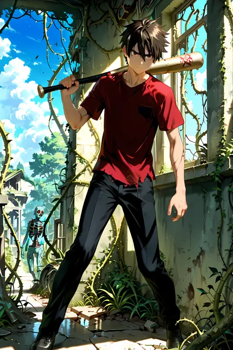 (masterpiece, absurdres, detailed:1.2), anime style, best quality, Ultra High Resolution, intricate detail, ( medium figure scale:1.3 ), 
1boy, Takashi Komuro, perfect face, cute face, clear and beautiful detailed eyes, brown eyes, short hair, black-brown ...