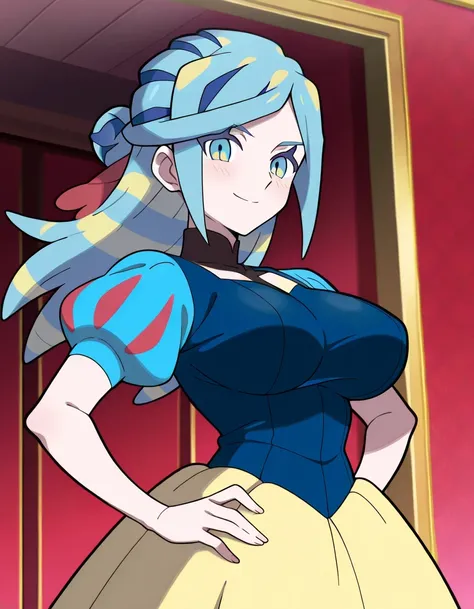 傑作、best quality、best resolution、best image quality、amazing quality、 very aesthetic、 absurdres、anime coloring、anime screencap、anime screenshot、<lora:pokemon_grusha_ponyXL:0.8>、1woman、pokemon grusha、solo、long hair、aqua eyes、blue hair、green hair、aqua hair、mul...