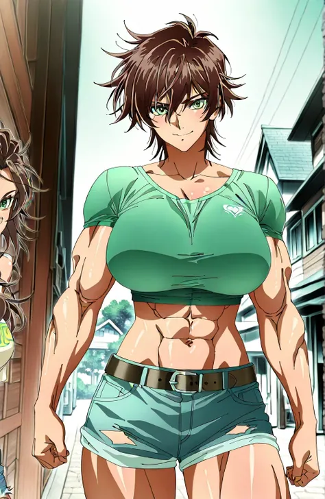 score 9 、score 8 up、score 7 up、source anime、傑作、best quality、best resolution、best image quality、anime coloring、1woman、 Erda 、brave woman、愚かな、solo、筋肉質の!!、official anime style、筋肉質の!、cool anime woman、muscular woman、work out、brave anime woman、seductive anime wo...