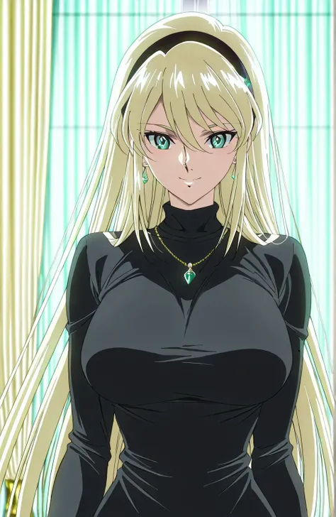 score 9 、score 8 up、score 7 up、source anime、傑作、best quality、best resolution、best image quality、anime coloring、1woman、katya、cool beauty、long hair anime woman is wearing a black sweater dress、solo、portrait of a beautiful anime style、beautiful anime woman、off...