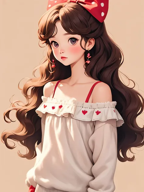 (masterpiece, Highest Quality:1.2), little girl，short height，skinny，smaller，Alone，apply to wavy hair， light and fluffy long hair，bow headband，camisole，details，clean background，Bokeh，depth of subject，