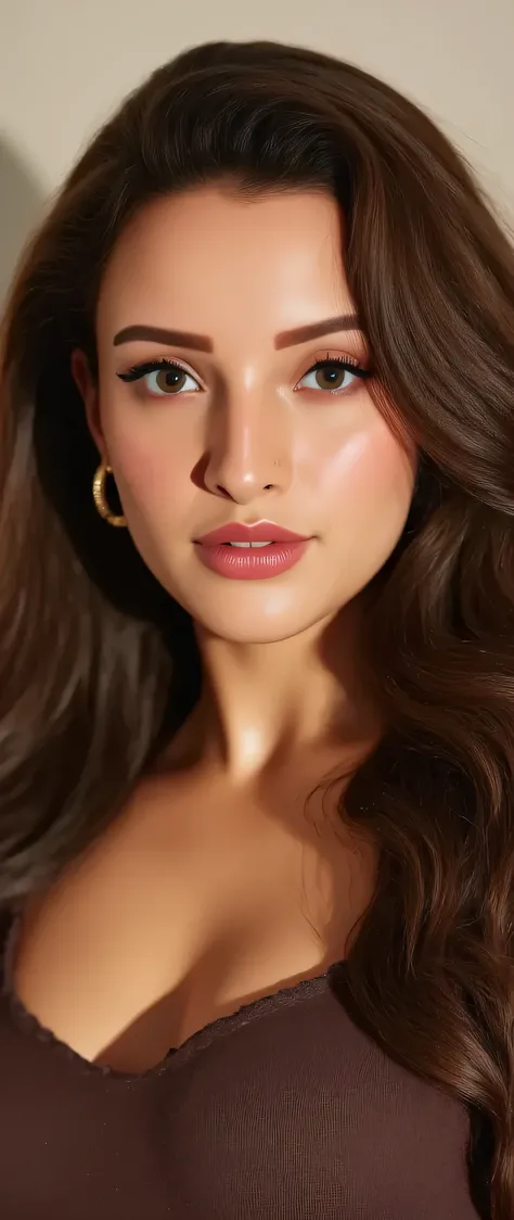 incredibly absurd long sexy brown hair style ,ultra-detailed, CG, unit, wallpaper 8k), (masterpiece), (realistic), (photorealistic: 1.2), (raw photo: 1.2), (best quality: 1.2), (detailed face: 1.4), (beautiful detailed eyes: 1.2), (detailed hair), light on...