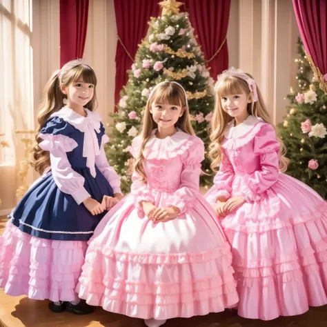 (( Distant Scenery,full body,standing:1.2)),Highest Quality, masterpiece, highest resolution, Artwork, super それにget used to it, many get used to it, get used to it, それにget used to it, 3k photos,,Three Ladies from a Noble Family,. ((10 year old European gir...