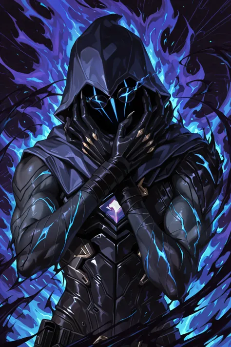 ,omen_(valorant),adult male fantasy background、Thin-rimmed black glasses