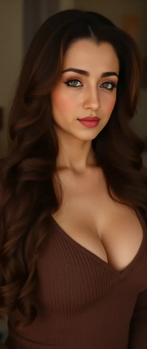 incredibly absurd long sexy brown hair style ,ultra-detailed, CG, unit, wallpaper 8k), (masterpiece), (realistic), (photorealistic: 1.2), (raw photo: 1.2), (best quality: 1.2), (detailed face: 1.4), (beautiful detailed eyes: 1.2), (detailed hair), light on...