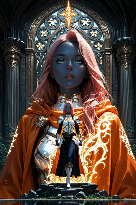 femillustration,aidmaMJ6.1,fantasy portrait art, dnd art, RPG art, wide shot, (masterpiece: 1.4) intense details, highly detailed, photorealistic, best quality, highres, portrait a female (fantasy art, Masterpiece, best quality: 1.3) ((dark blue skin: 1.5...