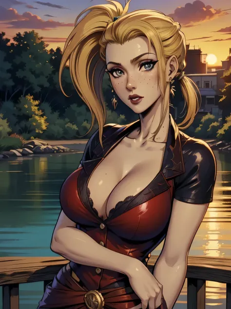 ( linhas absurdas, high definition, ultra fino,  be careful with your hand ) Close-up of a thin woman,  busty and athletic  (Scarlett Final Fantasy), 25 anos, 16k (( high definition )), semblante pensativo, olhar sedutor (( looking at the viewer )), olhos ...