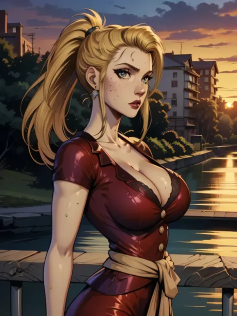 ( linhas absurdas, high definition, ultra fino, be careful with your hand ) Close-up of a thin woman, busty and athletic (Scarlett Final Fantasy), 25 anos, 16k (( high definition )), sighing look, olhar sedutor (( looking at the viewer )), olhos verdes...