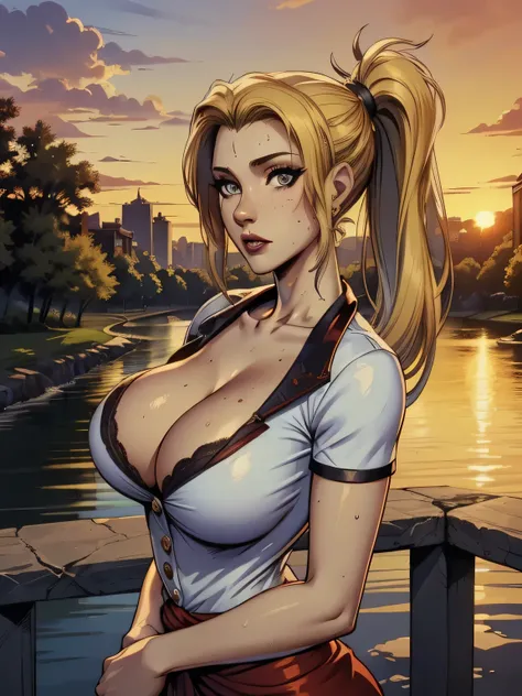 ( linhas absurdas, high definition, ultra fino,  be careful with your hand ) Close-up of a thin woman,  busty and athletic  (Scarlett Final Fantasy), 25 anos, 16k (( high definition )),  sighing look, olhar sedutor (( looking at the viewer )), olhos verdes...