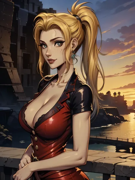 ( linhas absurdas, high definition, ultra fino,  be careful with your hand ) Close-up of a thin woman,  busty and athletic  (Scarlett Final Fantasy), 25 anos, 16k (( high definition )), sorriso lindo, olhar sedutor (( looking at the viewer )), olhos verdes...