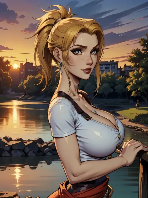 ( linhas absurdas, high definition, ultra fino,  be careful with your hand ) Close-up of a thin woman,  busty and athletic  (Scarlett Final Fantasy), 25 anos, 16k (( high definition )), sorriso lindo, olhar sedutor (( looking at the viewer )), olhos verdes...