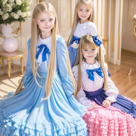 (( Distant view,full body,standing:1.2)),Highest Quality, masterpiece, highest resolution, art work, super それにget used to it, many get used to it, get used to it, それにget used to it, 3k photos,,3 noble ladies sitting across the indoor yoga ball,. ((10 year ...