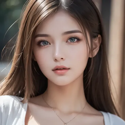 Highest Quality, Ultra-fine , ( realistic: 1.4), 8k resolution, 1 girl, (random hairs: 1.3), (realistic hair: 1.2), (Georgia Girl   : 1.2), ( Real Eyes : 1.2), (beautiful faces: 1.3), slender body , white radiant skin, big boobs, neckline, (Medium: 1.3), (...