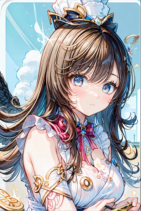 Portrait of a high school girl chef predicting the future with food,she holds a cooking design knife、I just finished drawing fortune telling results with delicate ketchup on an omelette,That omelette、and a pattern like the wheel of fortune } The thick egg ...