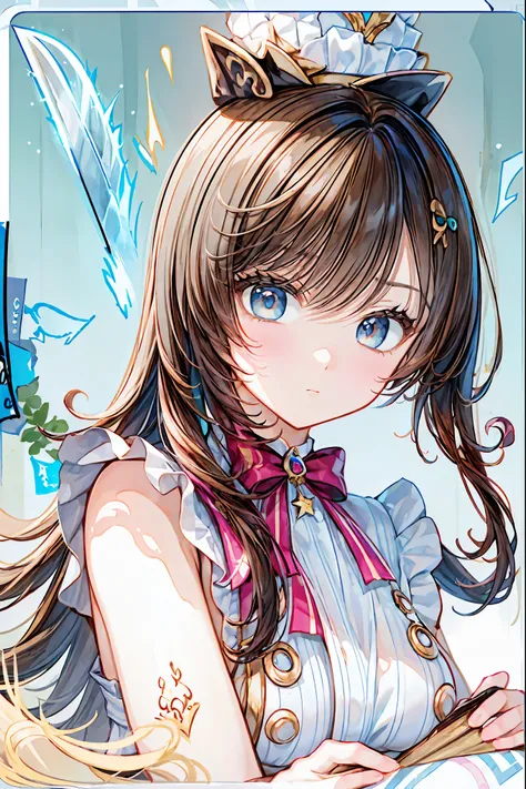 Portrait of a high school girl chef predicting the future with food,she holds a cooking design knife、I just finished drawing fortune telling results with delicate ketchup on an omelette,That omelette、and a pattern like the wheel of fortune } The thick egg ...