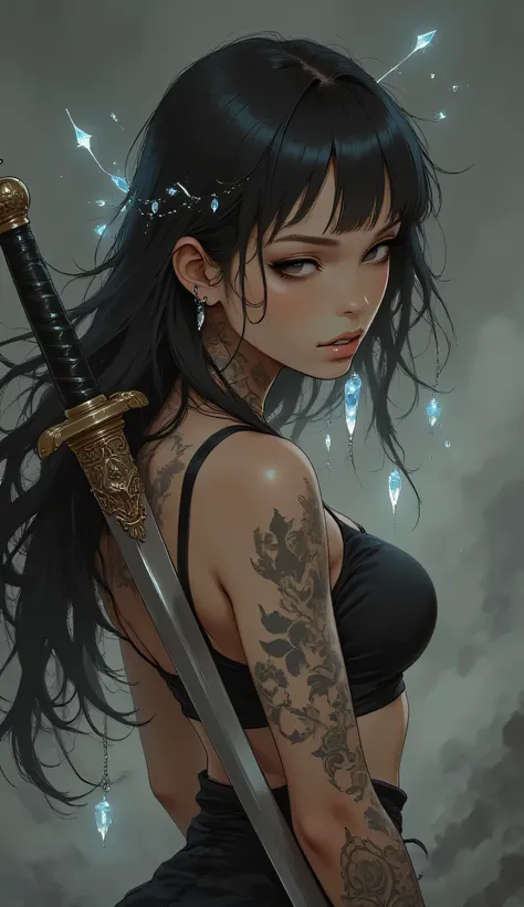 Comic sex art. Score_9, score_8_up, score_7_up, ((highest quality)), ((masterpiece)), (be familiar with), Perfect Face, (High definition), (Best Shadow), 8k, cinematic, A highly detailed artwork in the fantasy genre Luis Royo style  using digital painting ...