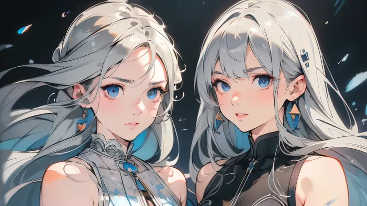 In the Dark、Gray hair woman、summer night、 Midnight 、Blond woman with blue eyes and eyes、4K high resolution、Ultra Fine、vivid colors、Realistic、HDR、UHD、studio lighting、super fine painting、sharp focus、physics-based rendering、Extreme Detailed Description、Profes...