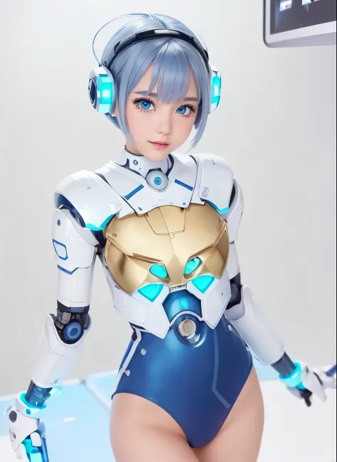 (Highest Quality, high resolution, masterpiece:1.2), Super Detailed, realistic:1.37,(perfect anatomy),1 girl, cowboy shot,cute and totally beautiful Japanese idol woman,Transforming into a robot in the operating room ,(Lots of cables:1.1),Lots of tubes,Mon...