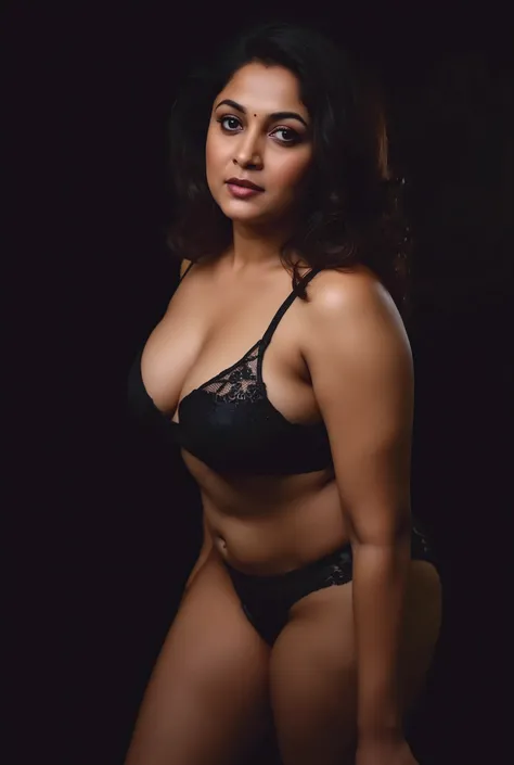 Actress Ramya Krishnan In black bra and panty 