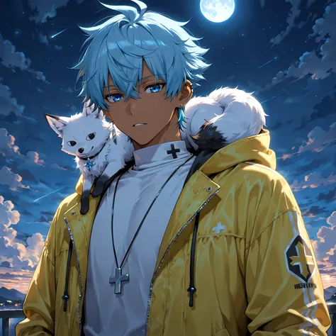 <lora:TrendCraft_The_Peoples_Style_Detailer-v2.4I-5_18_2025-Illustrious:0.2> <lora:flatline_v2_-_Illus_x_Niji:0.6>, masterpiece , best quality , 1male , male focus , masculine , dark skin , solo , short wavy spiked hair with ahoge , medium length in the ba...