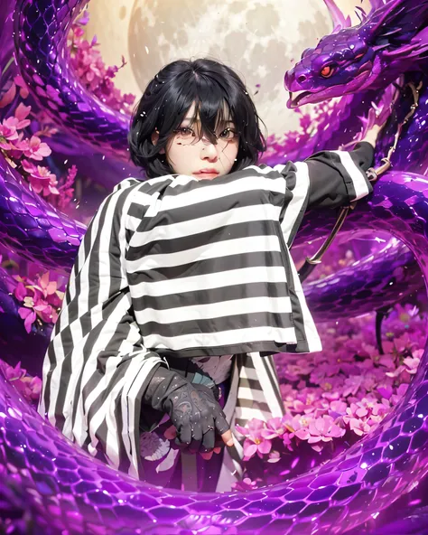 ((OBANAI IGURO_DEMON SLAYER)),((realistic, photorealistic)),(highlight hair)), Light reflection, (( HD )),((upper body)), (((best quality, masterpiece))), (masterpiece) (best quality) (detail) (8k) (HDR) (wallpaper) (cinematic lighting) (sharp focuasterpie...