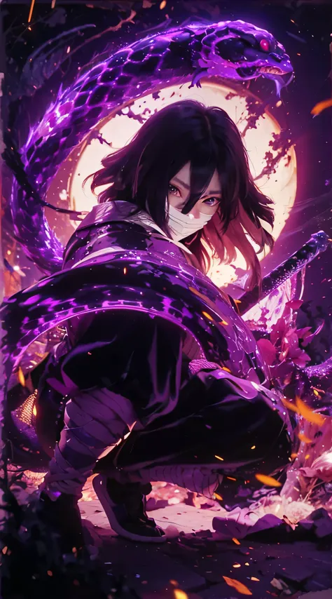 ((OBANAI IGURO_DEMON SLAYER)),((realistic, photorealistic)),(highlight hair)), Light reflection, (( HD )),((upper body)), (((best quality, masterpiece))), (masterpiece) (best quality) (detail) (8k) (HDR) (wallpaper) (cinematic lighting) (sharp focuasterpie...