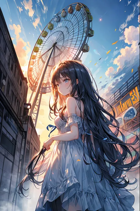 Cinematic、realistic depiction、((Highest Quality)), (Highly Detailed), (High Definition CG Composite 8K Wallpaper), 高いly detailed,  高い-definition raw colbor photos, professional photo shoot,  ((from below:1.2)),Depth of Written Boundaries,bright colors,beau...