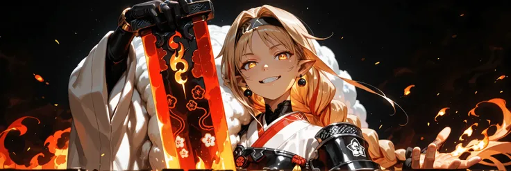 A short, solitary male character, a young teenager, about 1.5 meters tall. He stands alone against a deep black background, making him stand out vividly. His physique, face, and height are exactly like Lloyd de Saloum.
He has long blond hair, styled exact...