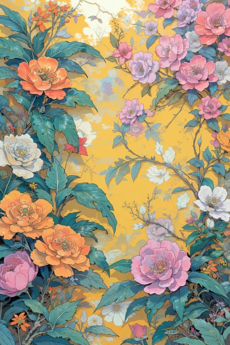 VibrantlySharp style.,floral wallpaper. japanese style 