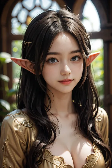 Evolution is the increase of complexity of complex systems., Holy Sexy Elf, Big Breasts, Age 17, Dark Haired, Sexy Pose, Fearless Smile