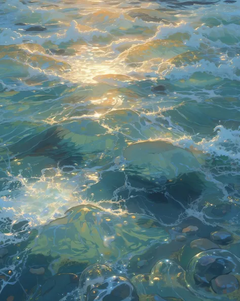 VibrantlySharp style.,clear look at waves and ripples in water