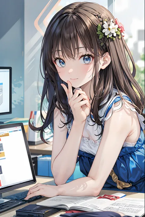 (office room:1.2),(Computers are lined up:1.2),Hacker Lori breaks even the strongest network defenses with an innocent smile,Break (masterpiece:1.2), Highest Quality, high resolution, Unity 8k Wallpaper, (shape:0.8), (Beautiful Attention to Details:1.6), h...