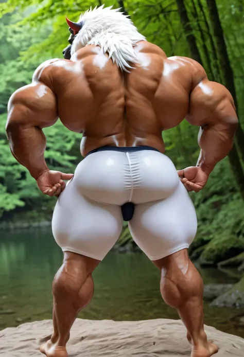 (((by 00b00b43, by morph))), (((Huge Adult Male muscular bara Furry Anthro Absol, Absol from Pokémon, Pokémon Absol))), (((Solo:2))), (((Position(facing away, showing his back, both hands are on his hips, standing)))), (((looking at you, extreme low-angle ...
