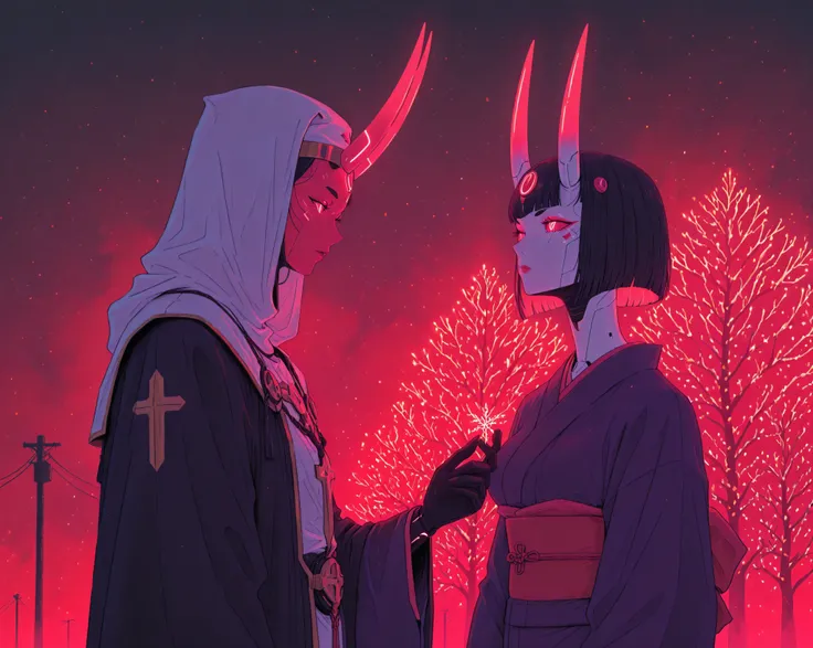 oni,kimono,tattoo,Christmas,cyber templar,spacepunk, android woman, warrior, cleric, warlock 