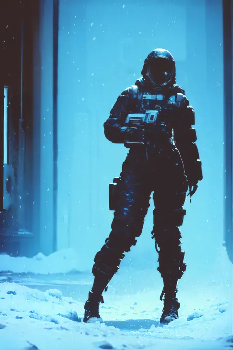 (masterpiece:1.2, photorealistic, best detail, award winning, 4k, 8k), 1girl, young, hazmat suit, torn clothes, (body horror), ArsMovieStill, outside in the snow, (falling snow:1.2), day, reseach station, realistic body proportions, anatomically correct, f...