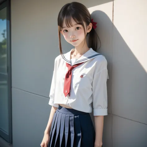 ( white skin:1.3),Cute Girl,Cute younger Girl,slender,short,slender,thin body,(younger:1.2),Cute younger Girl opening without permission,cute face,(skinny:1.5),score_7_up,score_8_up,score_9,Realistic,is a girl who goes to school,uniform, small butt when vi...