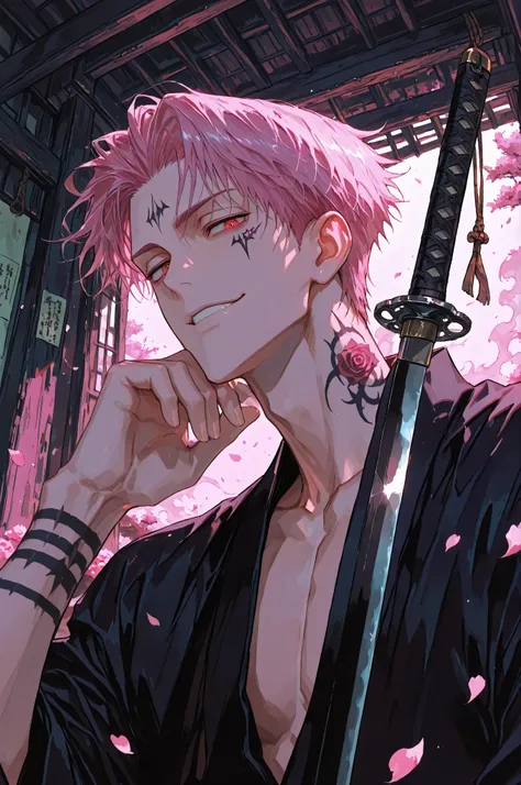 (a masterpiece:1.3, 8k:1.3, Highest quality:1.3, Detail:1.3, High resolution:1.3, digital painting, ultra detailed), highly detailed eyes and face, Details are clear, upper body, 3/4 view, (anime style, dark fantasy, medium shot, male focus, detailed illus...