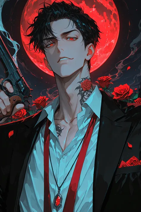 (a masterpiece:1.3, 8k:1.3, Highest quality:1.3, Detail:1.3, High resolution:1.3, digital painting, ultra detailed), highly detailed eyes and face, Details are clear, upper body, 3/4 view, detailed eyes, 8k, ultra-detailed), (anime style, dark fantasy, ma...