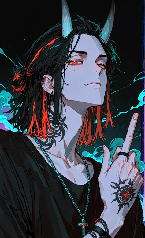 (a masterpiece:1.3, 8k:1.3, Highest quality:1.3, Detail:1.3, High resolution:1.3, digital painting, ultra detailed), highly detailed eyes and face, Details are clear, upper body, 3/4 view, detailed eyes, 8k, ultra-detailed), (anime style, dark fantasy, mal...