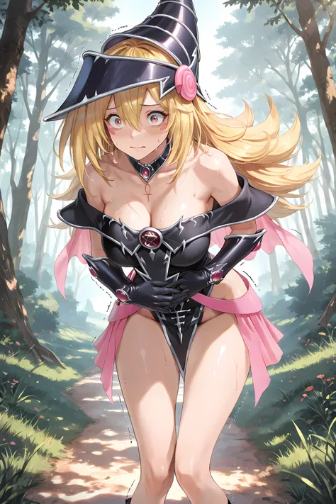 Magi Magi Magician Gal, ,Solo, masterpiece, highres, ultra-detailed, hyper-detailed, best quality, amazing quality, very aesthetic, best hands, best eyes, best hand
adult woman, 1woman, hand on own stomach, sweat, leaning forward, nervous, scared, trembl...