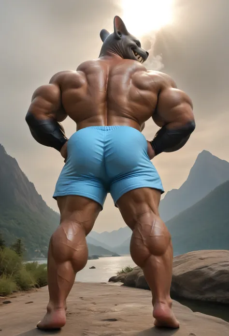 (((by 00b00b43, by morph, by w0lfc0nf))), (((Huge Adult Male muscular bara Furry Dinosaurian Anthro Aggron Triceratops, Aggron from Pokémon, Pokémon Aggron))), (((Solo:2))), (((Position(he is facing away, he is showing his back, both hands are on his hip, ...