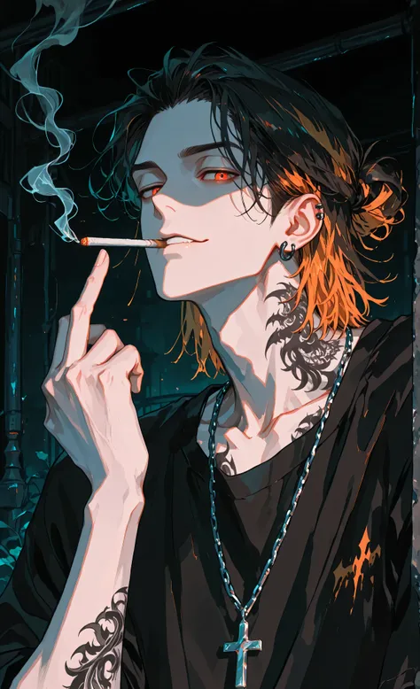 (a masterpiece:1.3, 8k:1.3, Highest quality:1.3, Detail:1.3, High resolution:1.3, digital painting, ultra detailed), highly detailed eyes and face, Details are clear, upper body, 3/4 view, detailed eyes, 8k, ultra-detailed), (anime style, dark fantasy, mal...