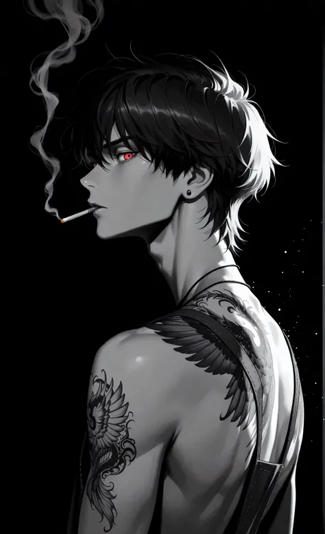 (a masterpiece:1.3, 8k:1.3, Highest quality:1.3, Detail:1.3, High resolution:1.3, digital painting, ultra detailed), (highly detailed eyes and face, Details are clear, upper body), (anime style, dark fantasy, male focus, the emphasis on the face, detailed ...