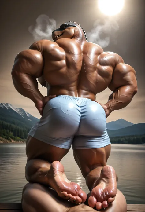 (((by 00b00b43, by morph, by w0lfc0nf))), (((Huge Adult Male muscular bara Furry Dinosaurian Anthro Aggron Triceratops Dinosaur:1.5, Aggron from Pokémon, Pokémon Aggron))), (((Solo:2))), (((Position(facing away, back view position:1.5, both hands are on hi...