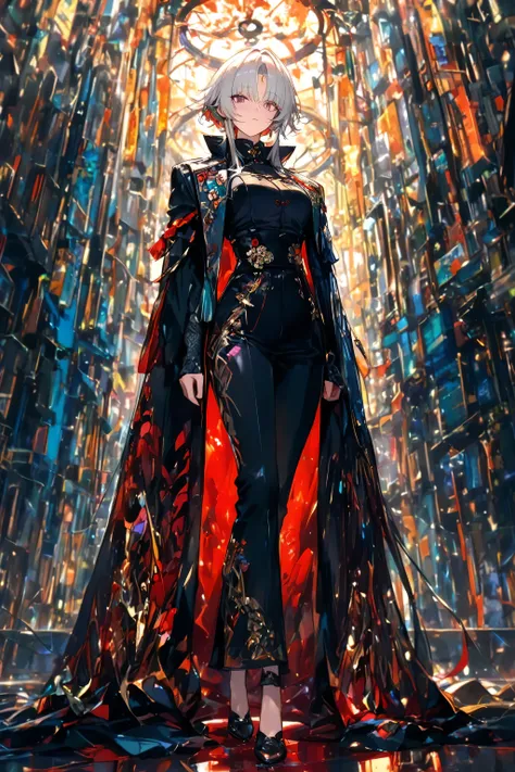 a detailed anime-style character , human, standing, full body, front view ,high quality, detailed eyes, intricate details,soft lighting, sharp focus, semi real,8k, anime character, vibrant colours , delicate features,detailed eyes, contemplative pose, head...