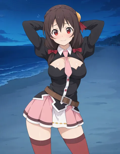 Yunyun-Liver020,
outfit 1, outfit1
red eyes, brown hair, pink necktie, red thighhighs, long hair, black shirt, large breasts, pink skirt, white skirt, brown hair, black hair, long sleeves, hair ornament, red eyes, thighhighs, bow, ribbon, hair between eyes...