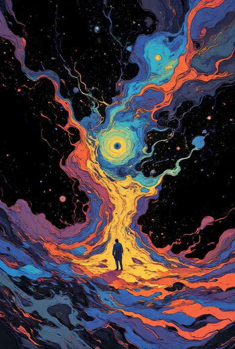 black metal、abstract geometric shapes, colorful shiny viscous liquid、Maria Pastel Tone,  Star of the Sky, Zentangle scenery, Earth and Space Harmony、MI/31 Atlas Comet、Supernova、detailed description、ultra high definition、